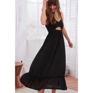 Aerie Front Cutout Maxi Dress in Black
